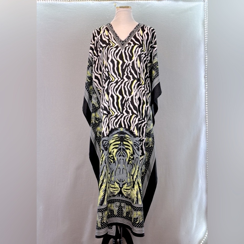 Rebellion Again -‎ women’s beach maxi shirt Dress loose coverup animal print OS